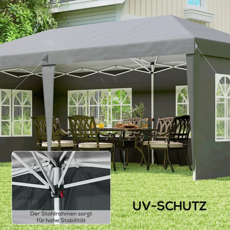 Padiglione circa 3x6m gazebo impermeabile pieghevole con 4 pareti laterali borsa da trasporto protettiva UV per finestre grigia