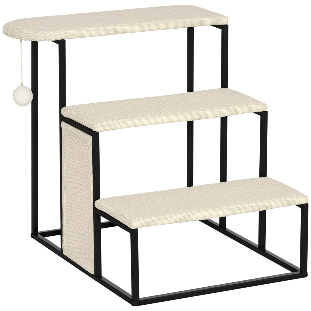 Scaletta per gatti con tiragraffi ¨C zephmum ¨C crema+nero 51x54x53cm