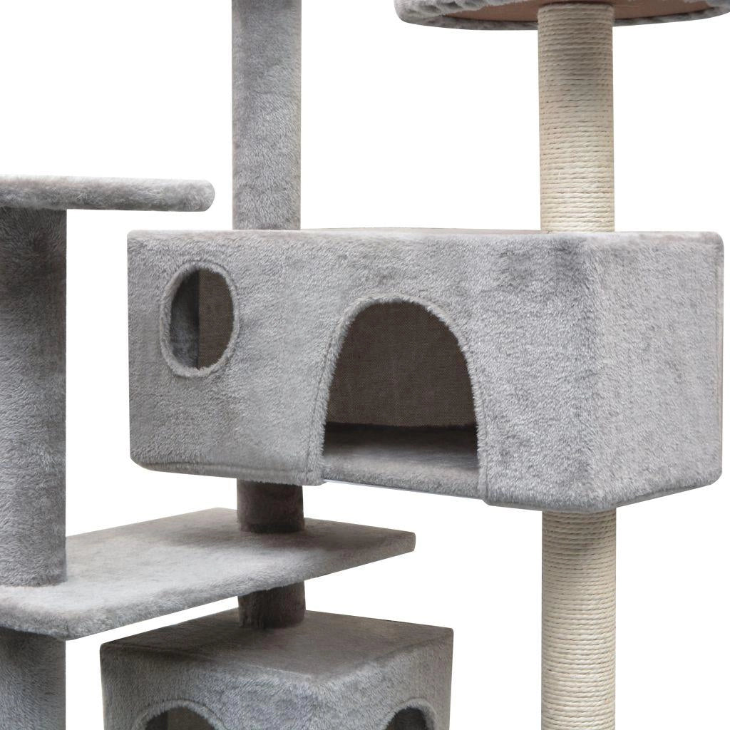 Tiragraffi albero per gatti cuccia per gatti giocattolo peluche sisal 125 cm grigio 3702272