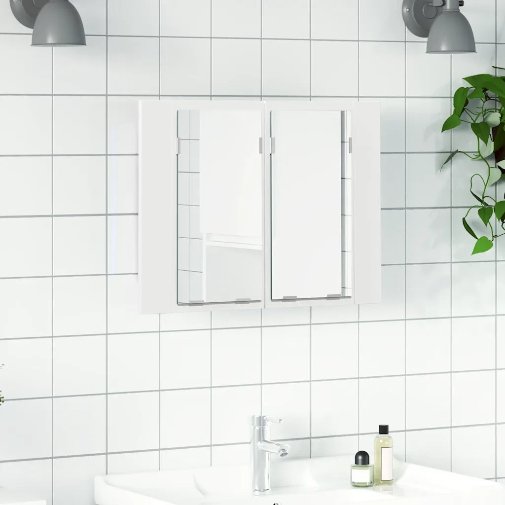 Armadietto a Specchio con Luci LED Bianco 60x12x45 in Acrilico