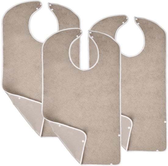 Set di tovaglioli per adulti, impermeabile con coperchio rimovibile, 3 set di tovaglioli per anziani e tovaglioli riutilizzabili e lavabili per la mensa per uomini, donne e adulti anziani (marrone chiaro)