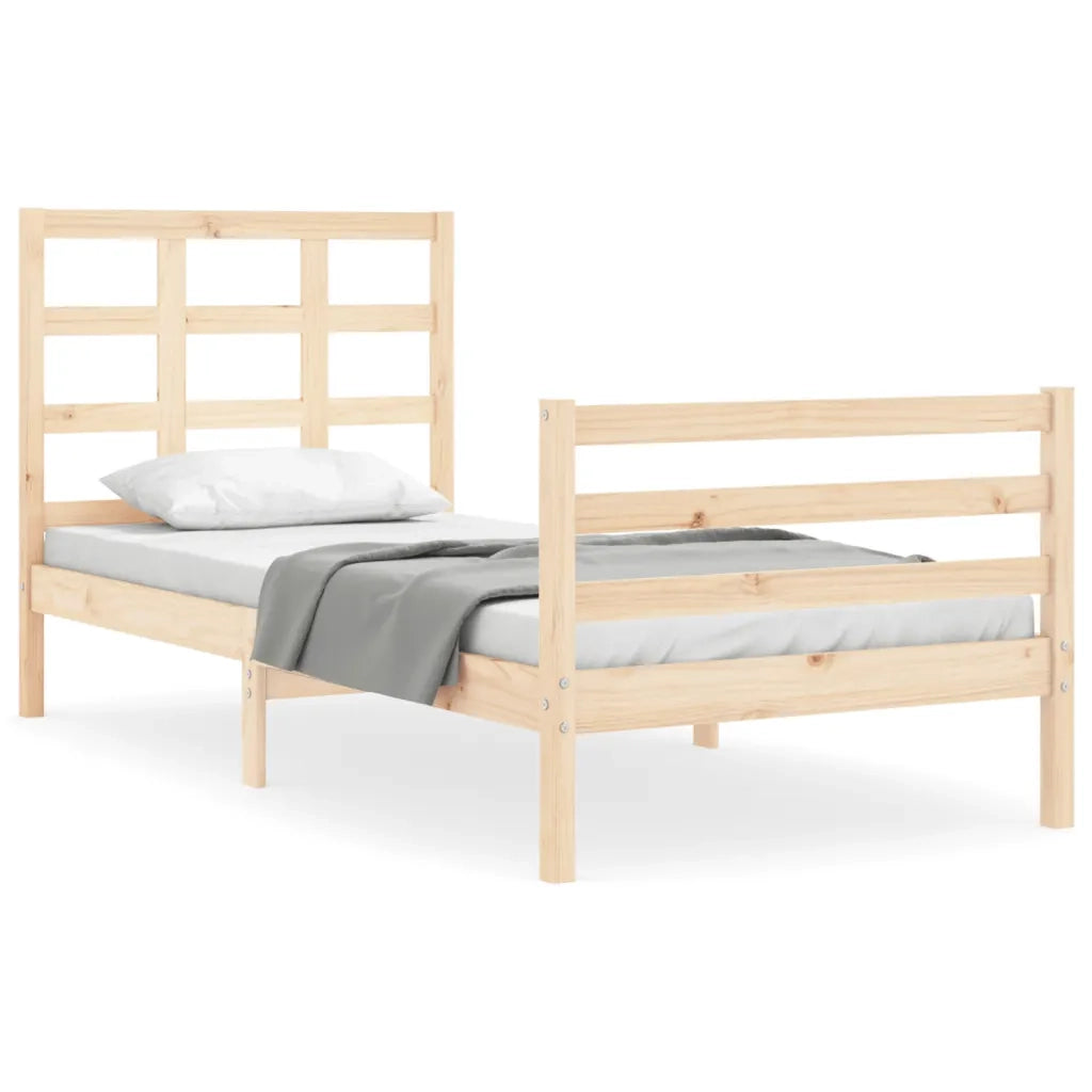 Giroletto con Testiera-Struttura Letto con testiera 90x200 cm in Legno Massello 397345