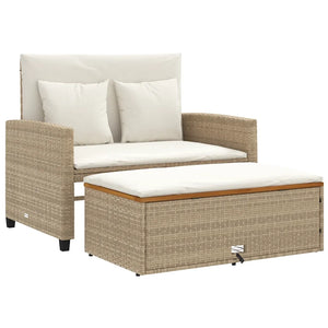 Divano Giardino con Cuscini 2 Posti Beige Polyrattan e Acacia 365143