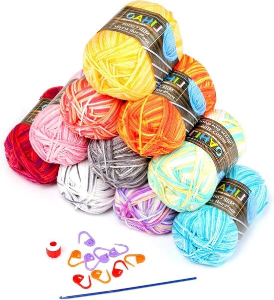 50 g filo acrilico per maglia e uncino - 10 colori