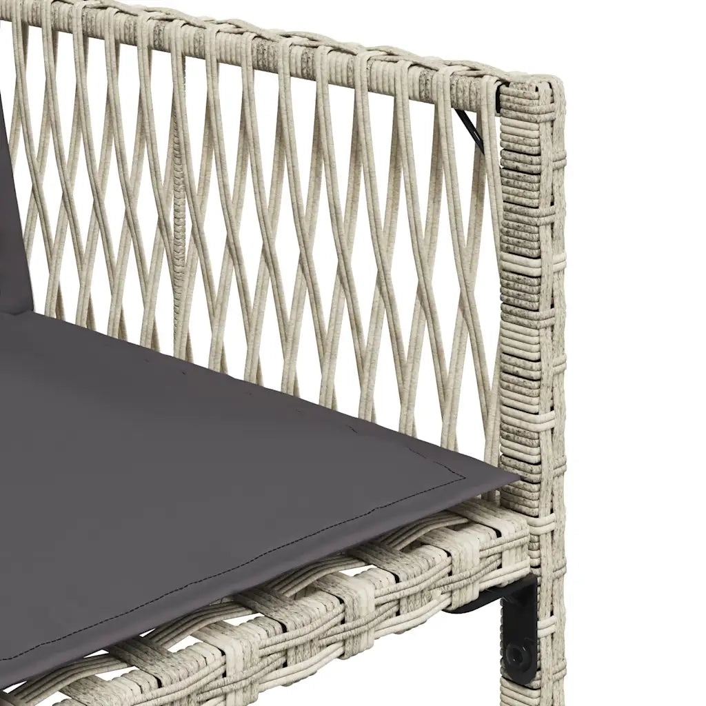 Set Pranzo da Giardino 9pz con Cuscini Grigio Chiaro Polyrattan
