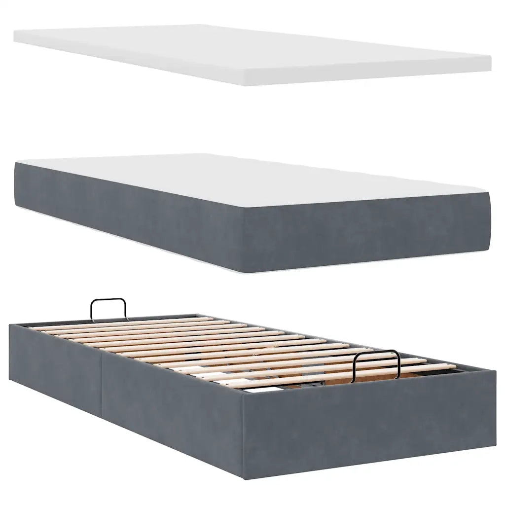 Struttura Letto Pouf con Materassi 200x200 cm Velluto 3312081