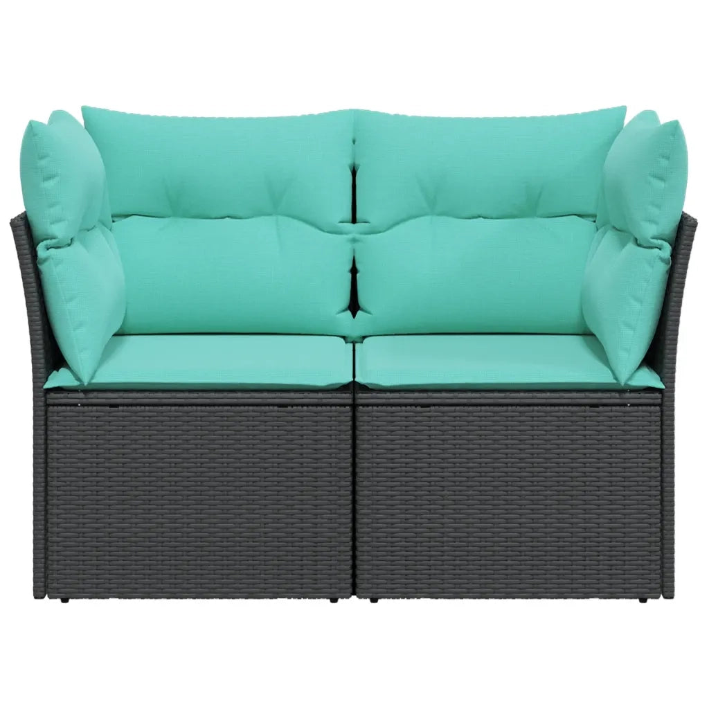 Divano da Giardino con Cuscini a 2 Posti Nero in Polyrattan 366025