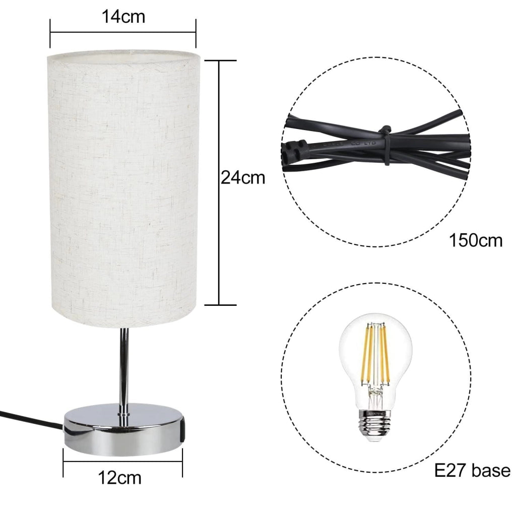 ZMH Lampada da tavolo touch dimmerabile USB ricarica paralume tessuto per comodino ufficio