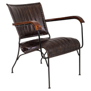 Poltrona in metallo e pelle marrone 65x72x74 h