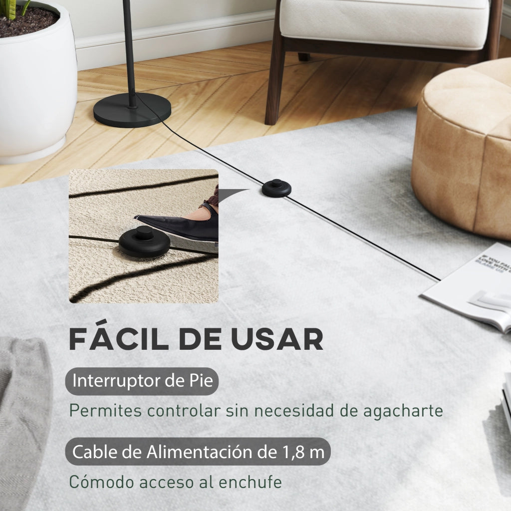 Lampada da terra per soggiorno moderna con paralume a ciotola interruttore a pedale attacco E27 senza lampadina ?30x155 cm nero ¨C zephmum ¨C nero