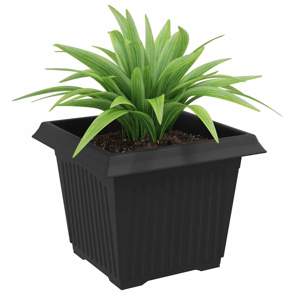 Vaso quadrato per fiori 24 pcs Nero 23 x 23 x 17,5 cm Plastica