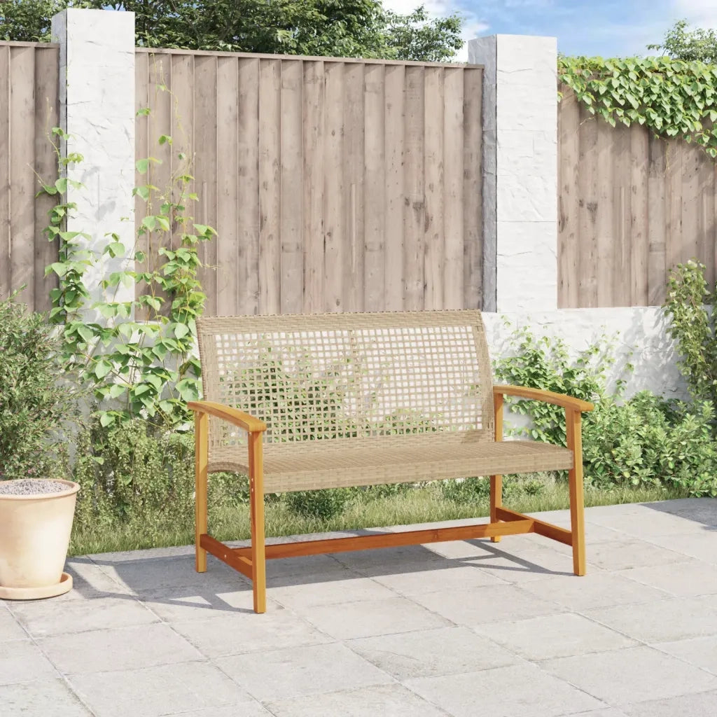 Panca da Giardino-Panca da esterno Beige 112 cm in Polyrattan e Legno di Acacia