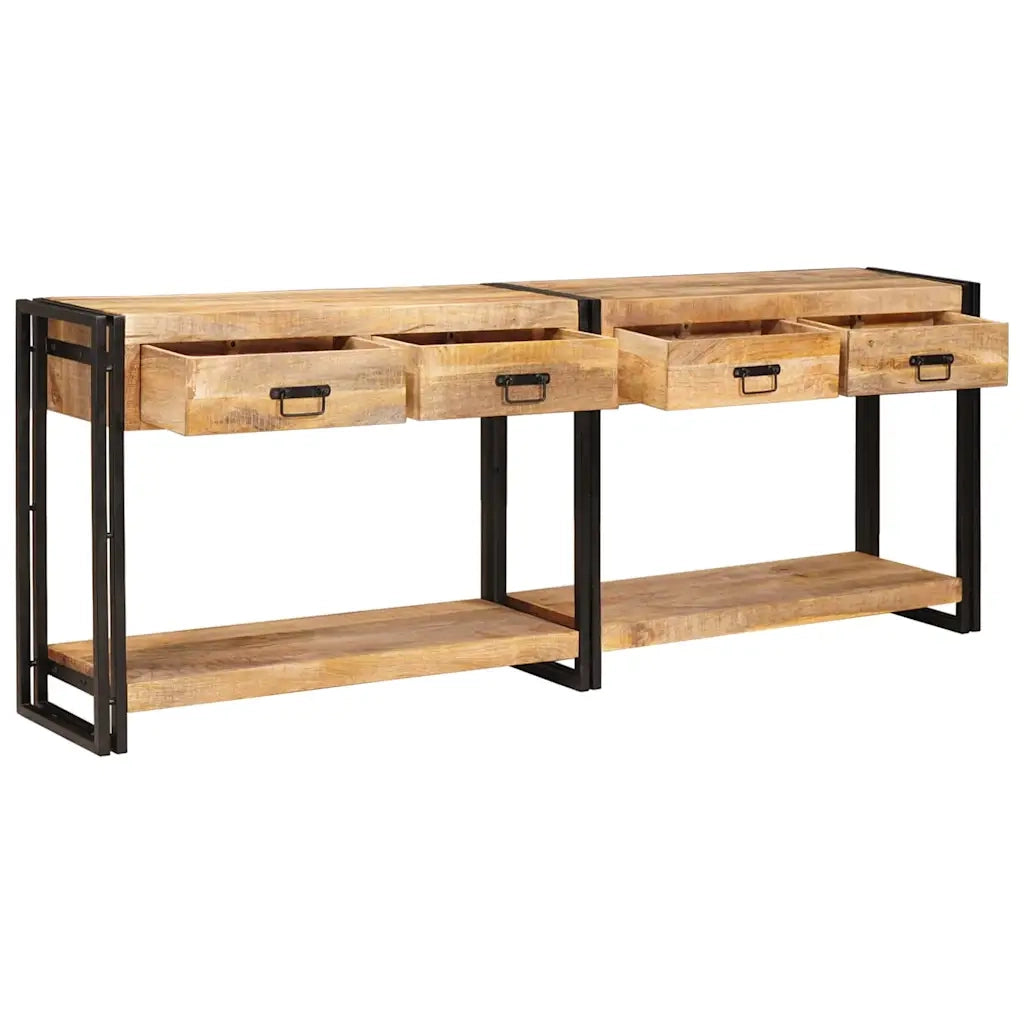 vidaXL Tavolo consolle 2 pcs Marrone Legno massello di mango ruvido