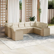Set Divano da Giardino 9 pz con Cuscini Beige in Polyrattan 3255335