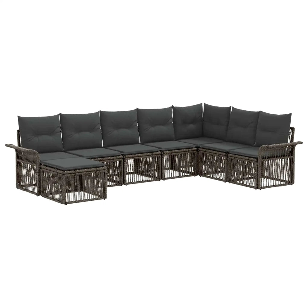 Set Divano da Giardino 8 pcs Grigio polyrattan 3434921