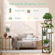 Stand per piante 6 livelli 133 cm - supporto per vasi di plastica in metallo e legno - rastrello per piante multi livelli per interni ed esterni - camera da letto soggiorno balcone giardino terrazza - piante multiple