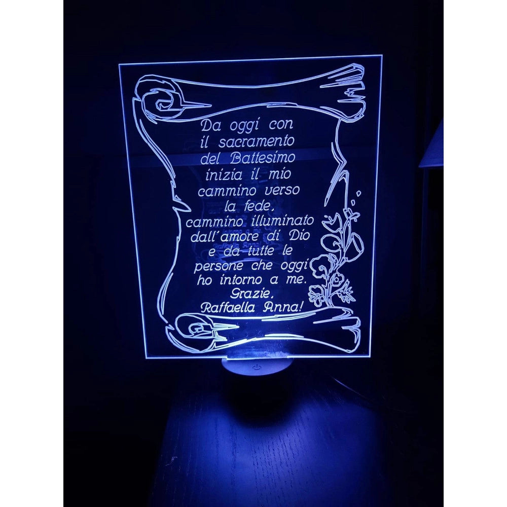 Trade Shop - Lampada A Led Rgb Acrilico Personalizzata Effetto 3d Telecomando Decorativa Casa -