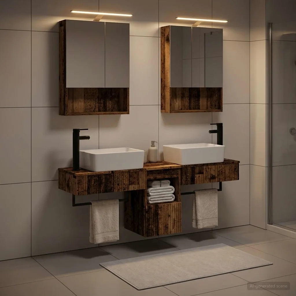 Set di Armadi da Bagno 5 pcs Legno antico 50 x 14,5 x 70 cm 3406325