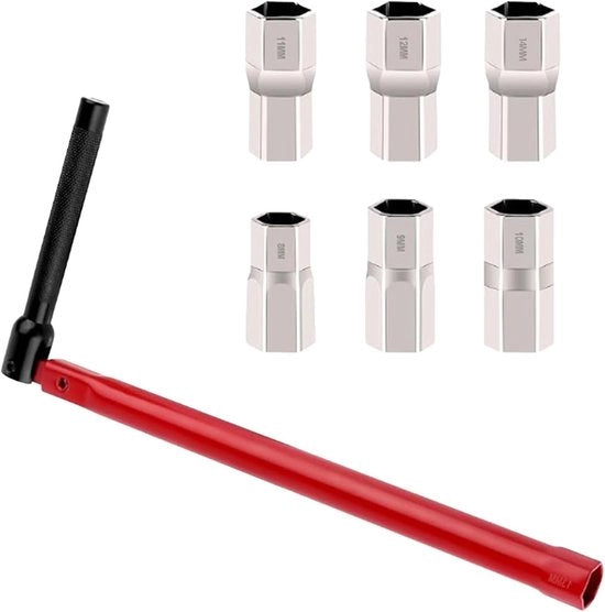 Set di chiavi per pompa 6 pezzi - Chiave per pompa in piedi - Chiave a stella universale - Utensili sanitari - Utensili per riparazione di tubi - Dimensioni 120 mm/260 mm