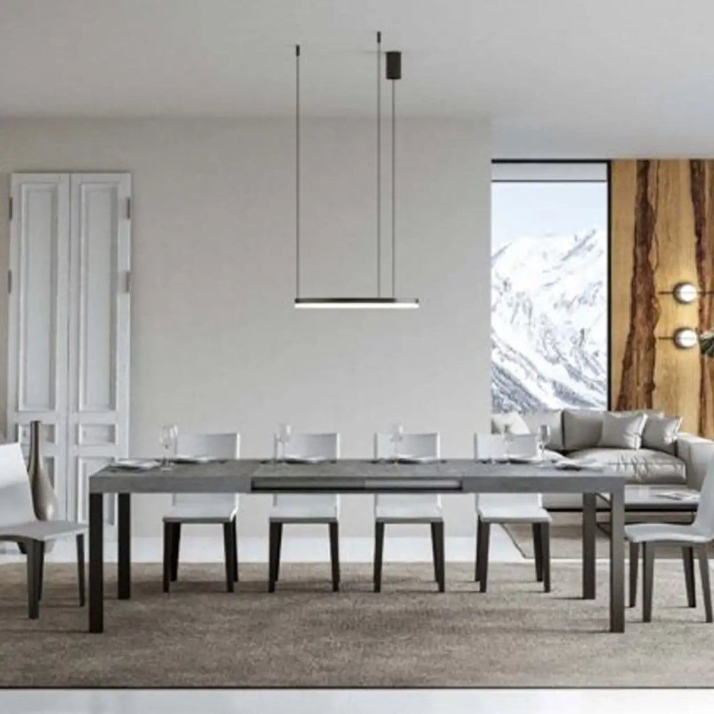 Tavolo allungabile 140/400x90 cm Everyday Premium colore cemento gambe antracite