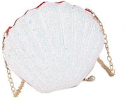 Borsa a forma di conchiglia per donna, mini borsa glitter con paillette a forma di conchiglia per bambina, borsa per raccolta conchiglie a forma di sirena per bambini, borsa per spiaggia per bambini