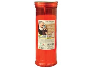 CERO VOTIVO SAN PIO- - ø cm.6,5x21h. gr.320 durata 70 ore circa - 30 pezzi