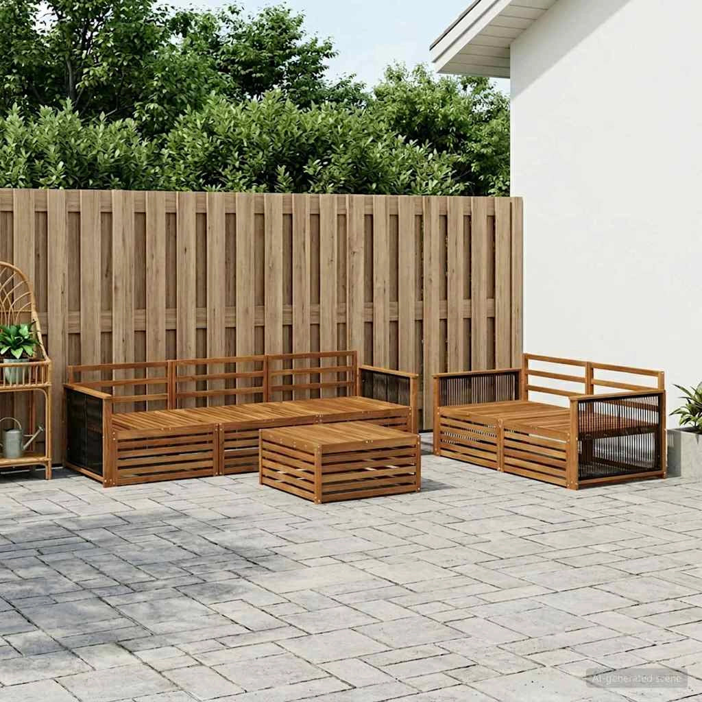 Set di divani da esterno 6 pz Naturale Legno di Acacia Massello 3383022