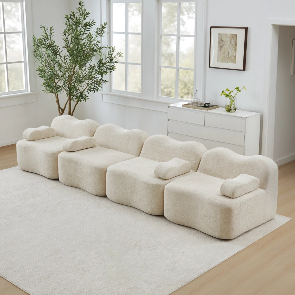 DIVANO Modulare Angolare in Velluto Beige