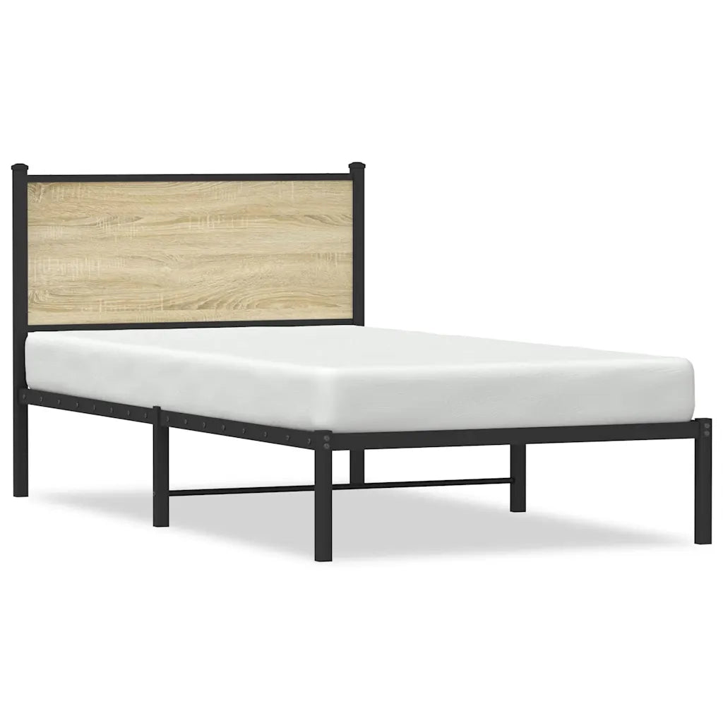 vidaXL Giroletto senza Materaso in Metallo Rovere Sonoma 100x190 cm