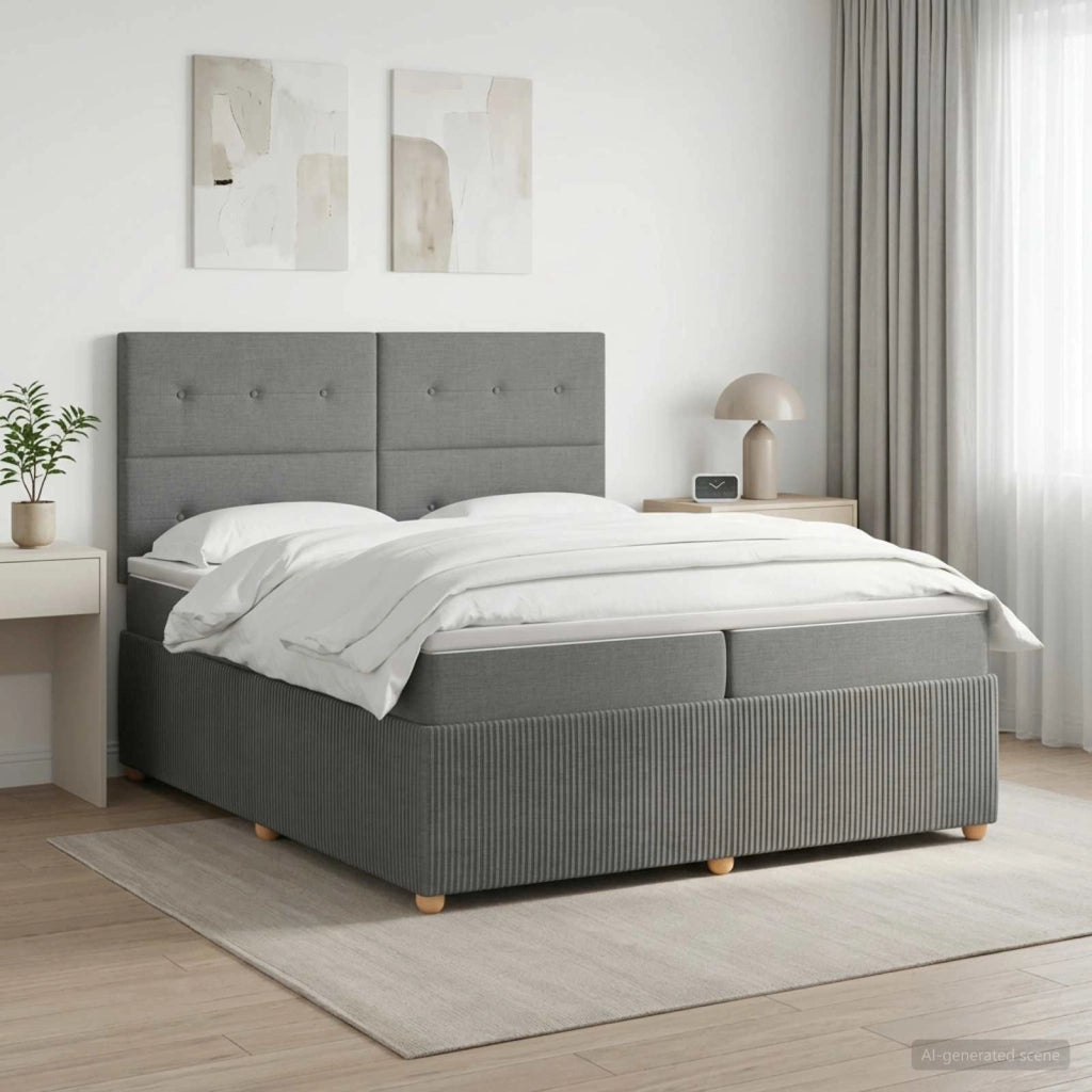 Letto Box Spring LED con Materasso Grigio Scuro 200 x 200 cm 3455938