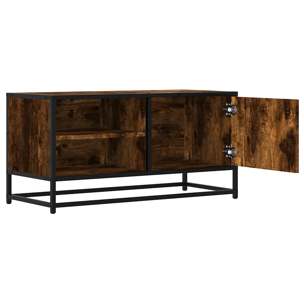 Mobile TV Rovere Fumo 80x34,5x40 cm Legno Multistrato e Metallo