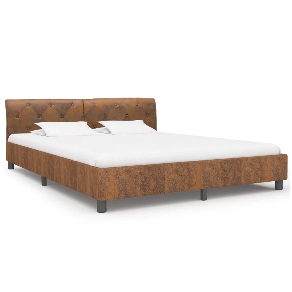 Giroletto-Struttura Letto Marrone in Similpelle Scamosciata 160x200 cm