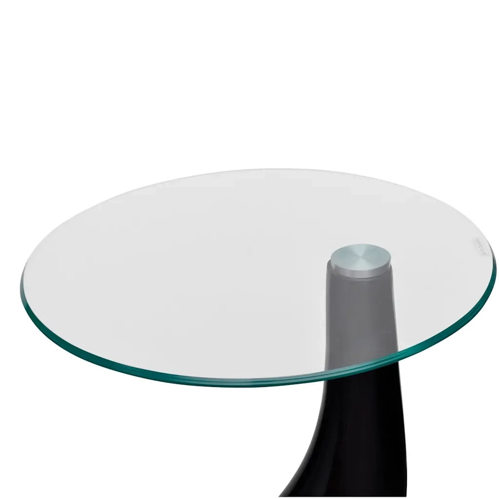Tavolini da Salotto 2pz con Ripiano Rotondo Vetro Nero Lucido 240323