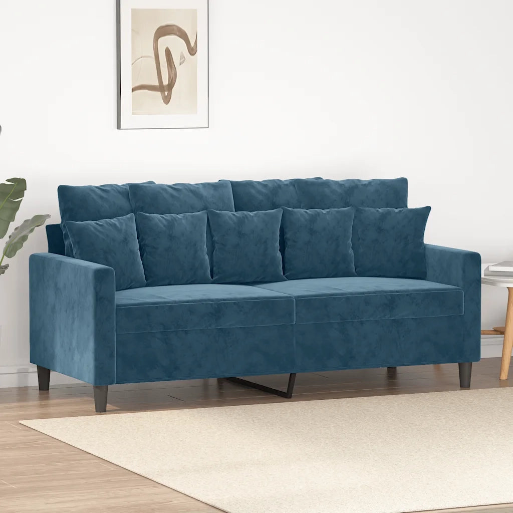 Divano a 2 Posti Blu 140 cm in Velluto