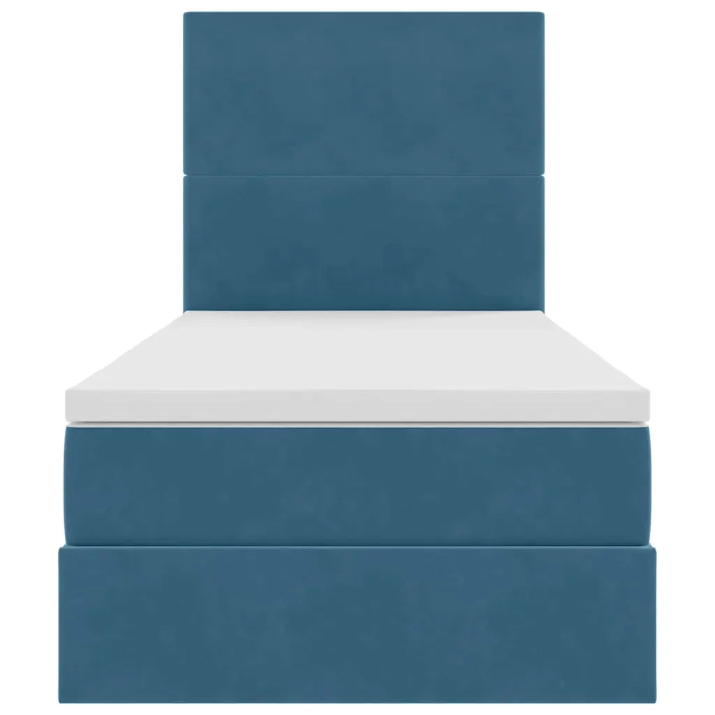 Letto con contenitore e materasso Blu Scuro 90 x 200 cm Velluto