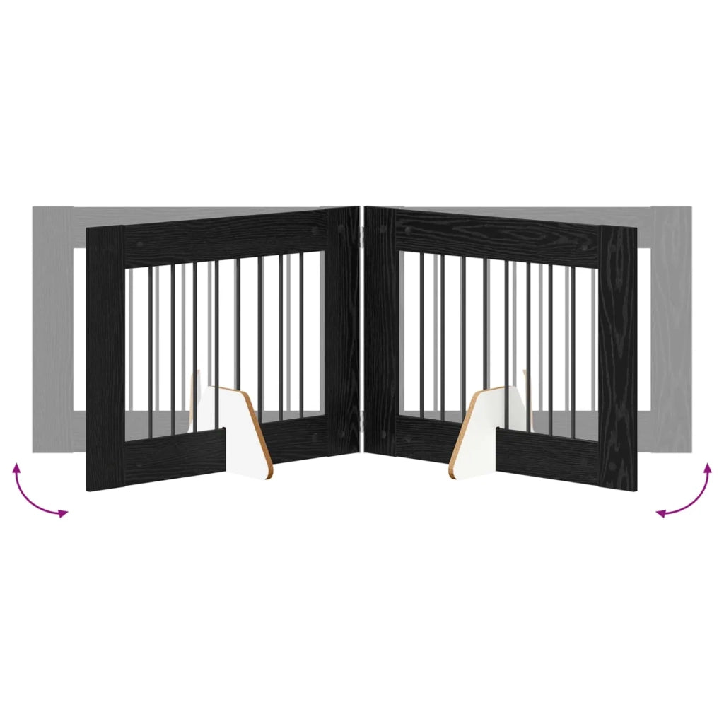 Cancello per cani con supporti 4 pz Rovere Nero 80 x 60 cm CFW2112221