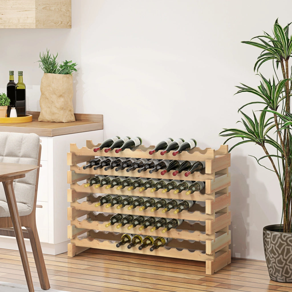 Cassettiera per vini 72 bottiglie ¨C zephmum ¨C 114x28x85cm legno pino naturale