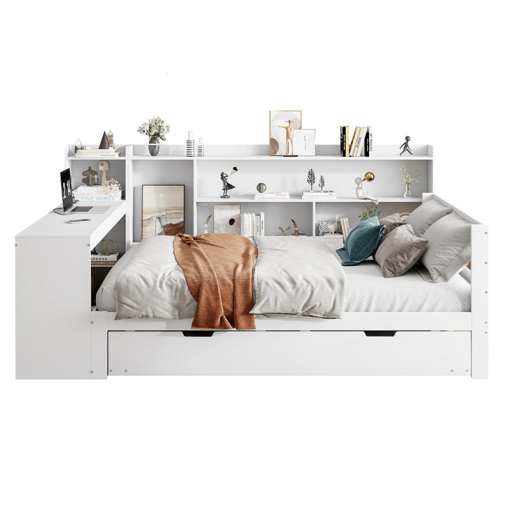 Divano letto multifunzione legno bianco 140x200 cm