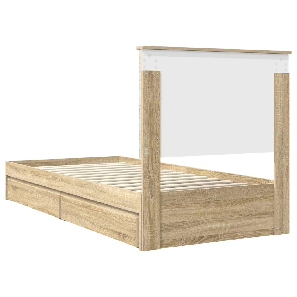 Letto con Contenitore con testiera Rovere Sonoma 100 x 200 cm