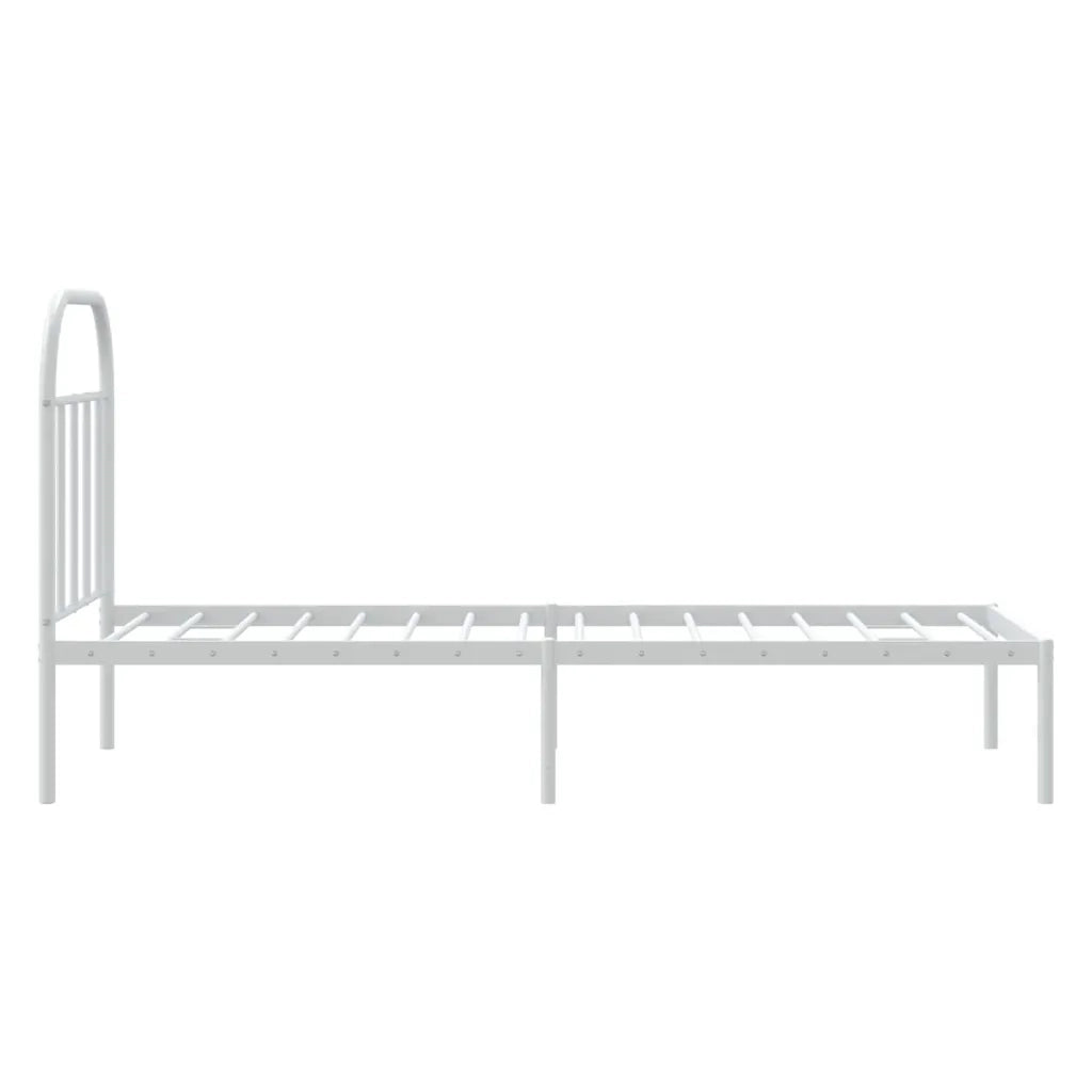 Letto singolo | Letto per adulti | Giroletto senza Materaso con Testiera Metallo Bianco 75x190 cm