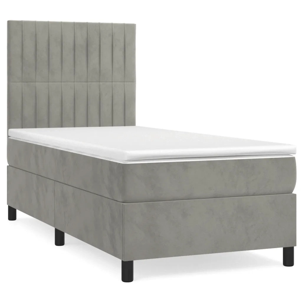 Giroletto a Molle con Materasso Grigio Chiaro 90x190 cm Velluto 3143115