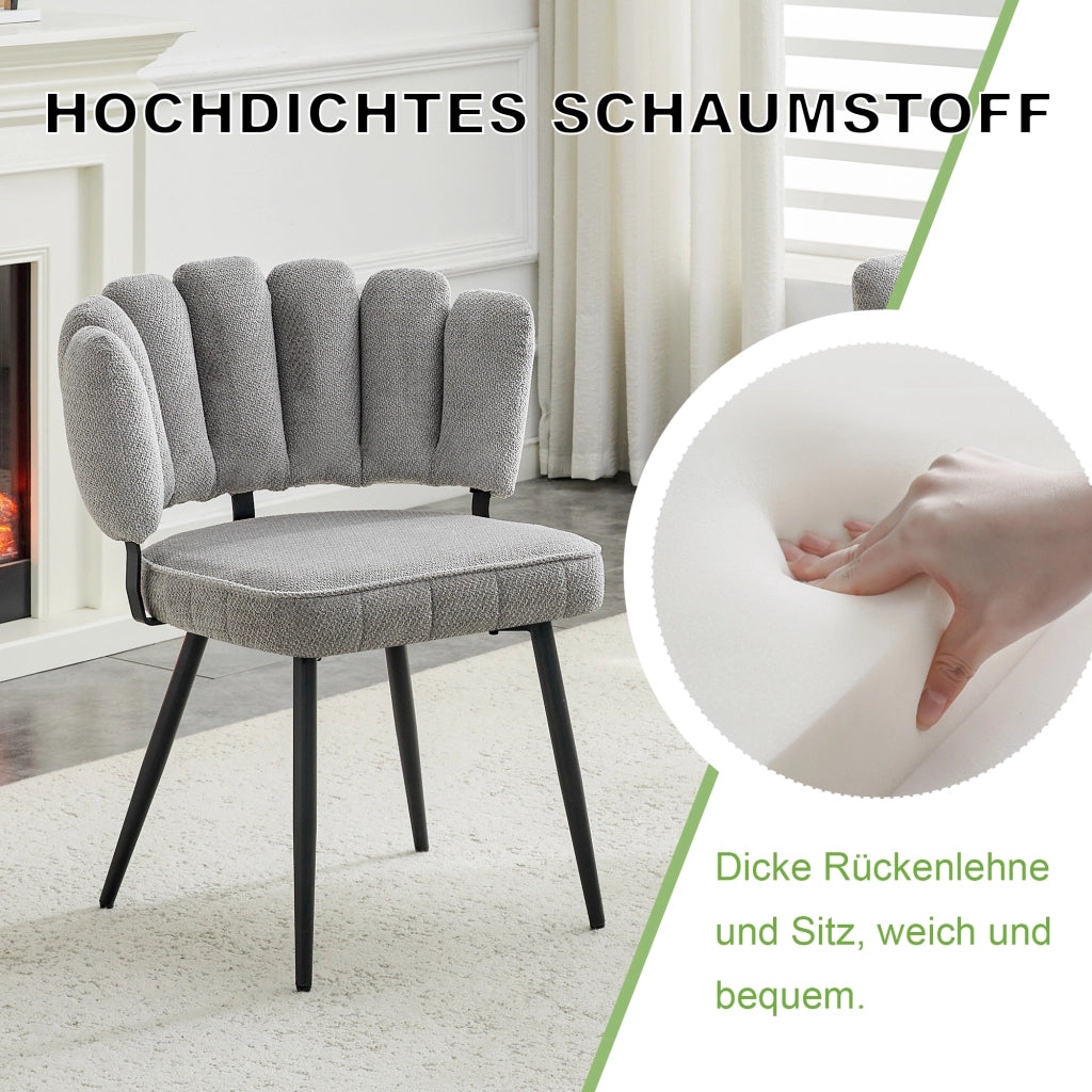 SEDIA con schienale a fiore 80 cm Velluto grigio chiaro e gambe nere