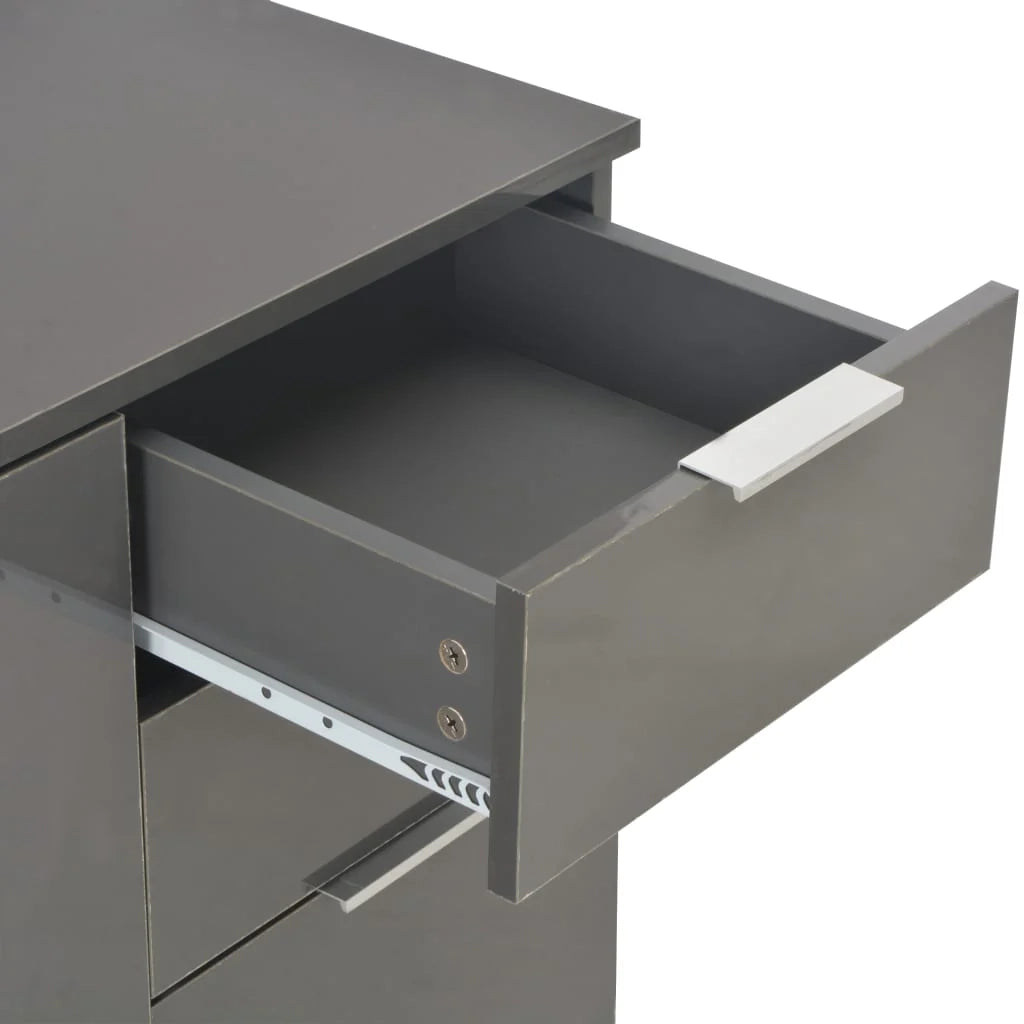 Buffet credenza cassettiera armadio mobile contenitore organizer per cucina soggiorno finitura lucida 71 x 35 x 80 cm legno ingegnerizzato grigio 02_0031820