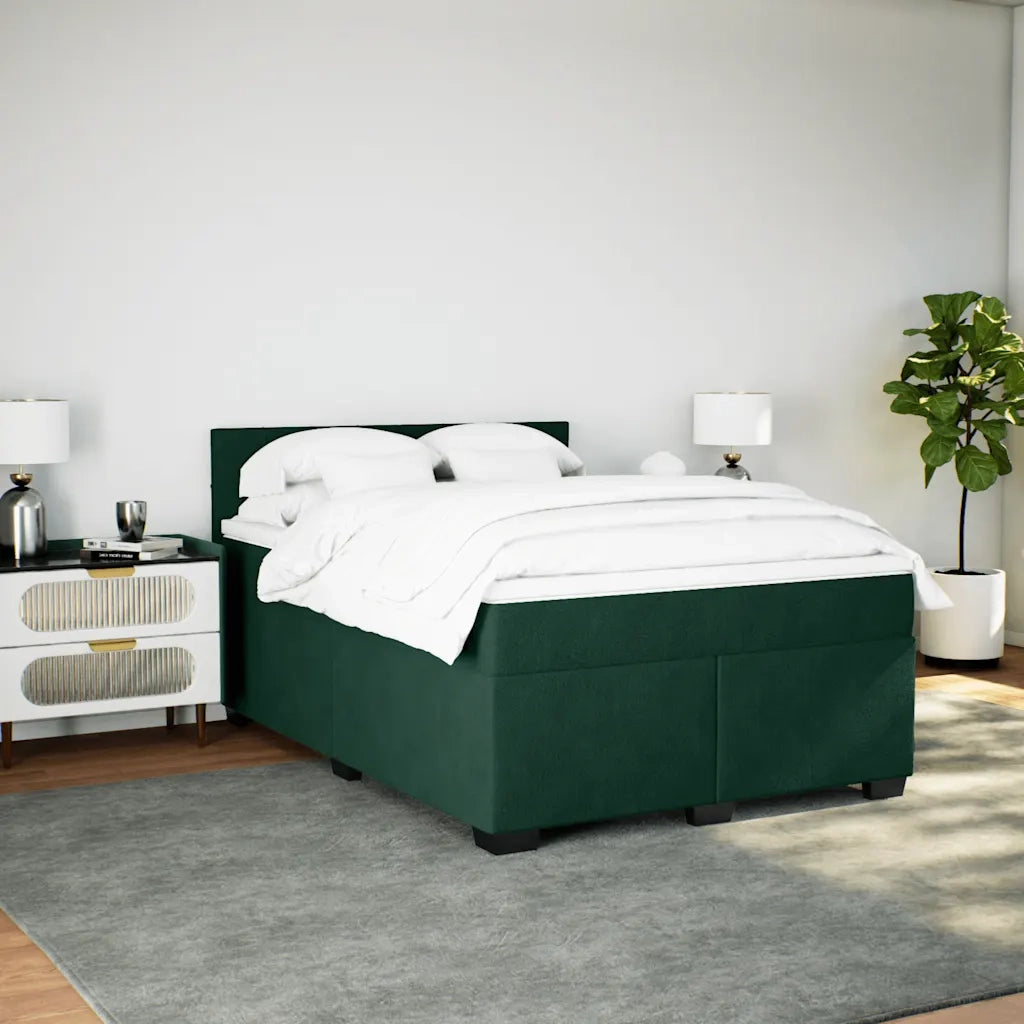 Giroletto a Molle con Materasso Verde Scuro 140x200 cm Velluto
