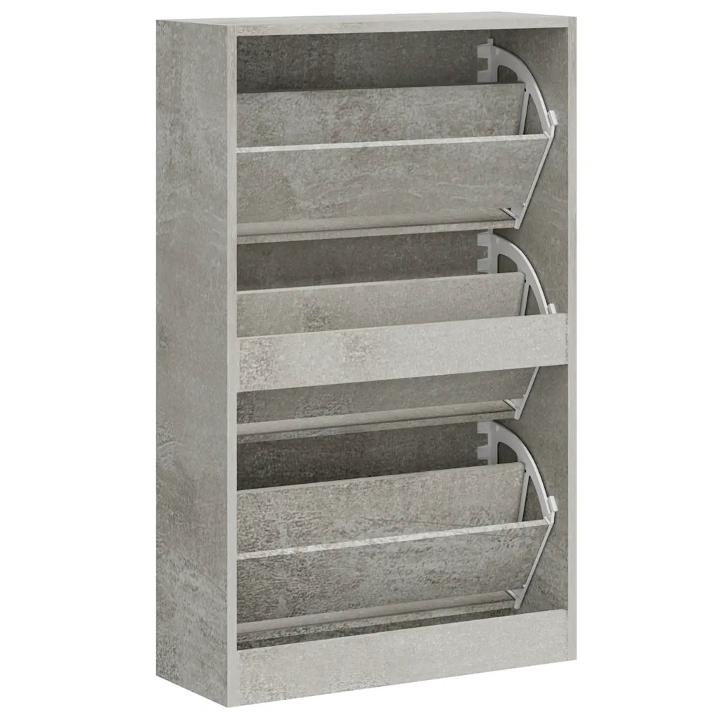 Scarpiera Grigio Cemento 63x24x103 cm in Legno Multistrato