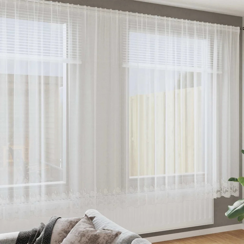vidaXL Tende con tende Bianco 1200 x 220 cm Poliestere