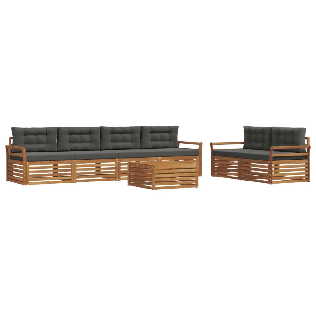 Set di divani da esterno con cuscino 7 pcs Naturale e Antracite 3373062
