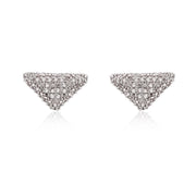 Orecchino a clip triangolare con zirconi microverniciati e decorazione 3D effetto diamante.