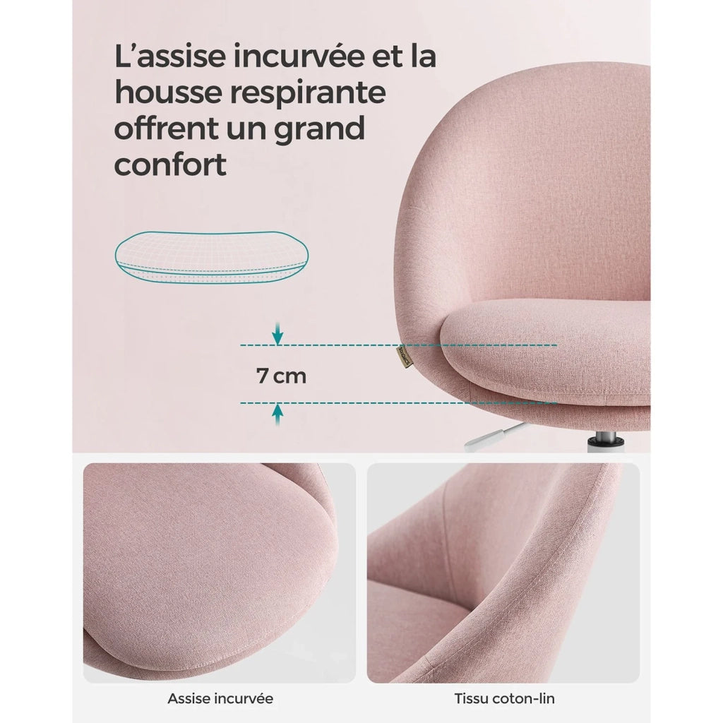 Sedia da ufficio sedia girevole seduta comoda imbottitura in schiuma altezza regolabile per ufficio camera da letto sala riunioni rosa 12_0004870