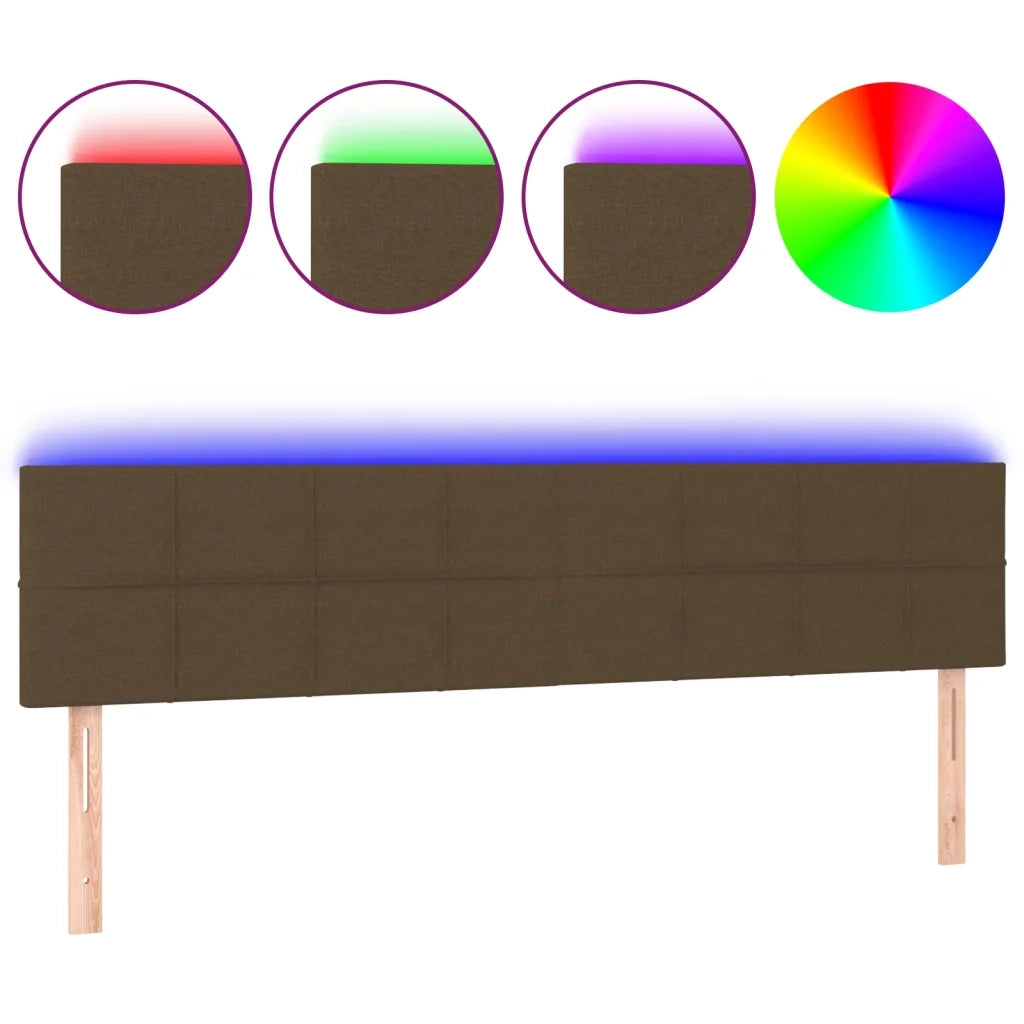 Testiera a LED-Testata con LED Marrone Scuro 180x5x78/88 cm in Tessuto 899244